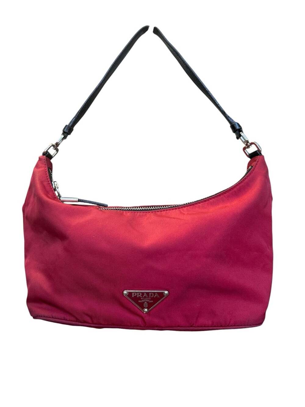 Vintage Prada Tessuto Nylon Sirio Triangle Logo Pochette Red
